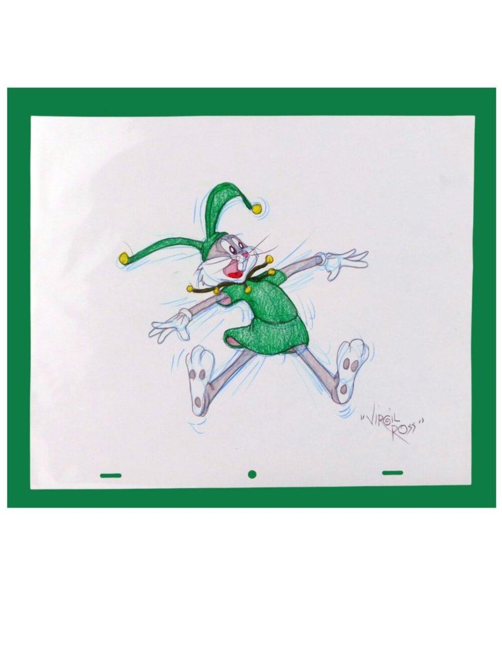Virgil Ross Signed Bugs Bunny Original Model Drawing Jester Sketch Joker